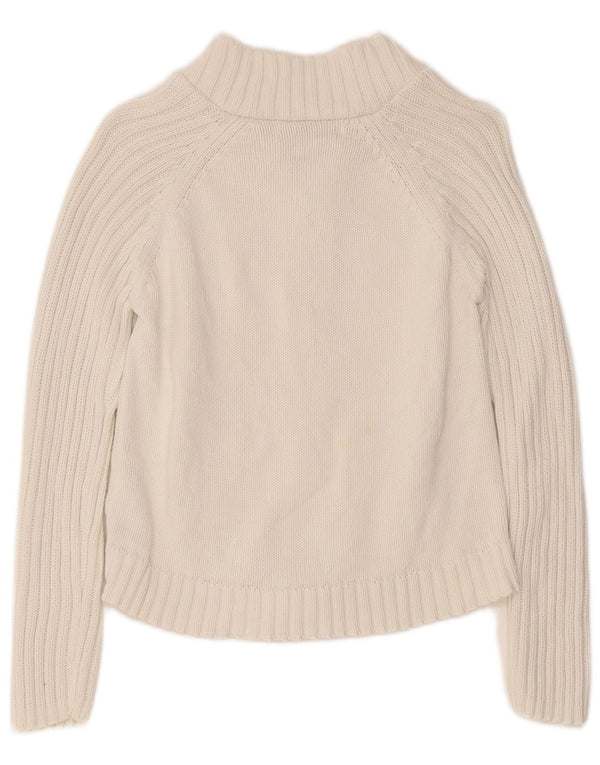 Zara Damen Trafaluc Crop Full Zip Cardigan Pullover UK 14 Large Weiß