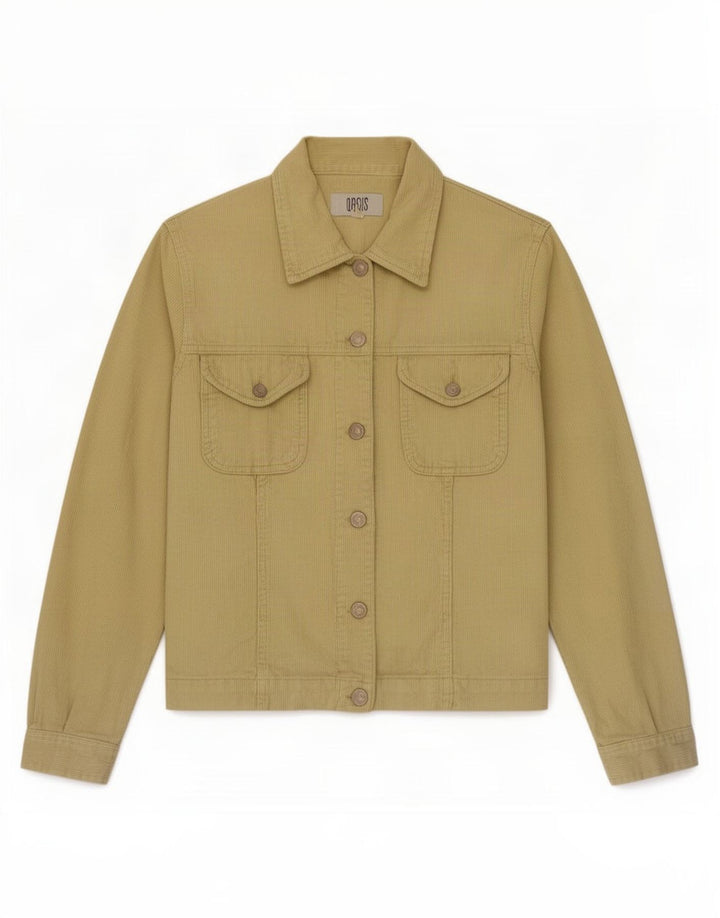 Oasis Damen Cordjacke UK 12 Mittelgelbe Baumwolle