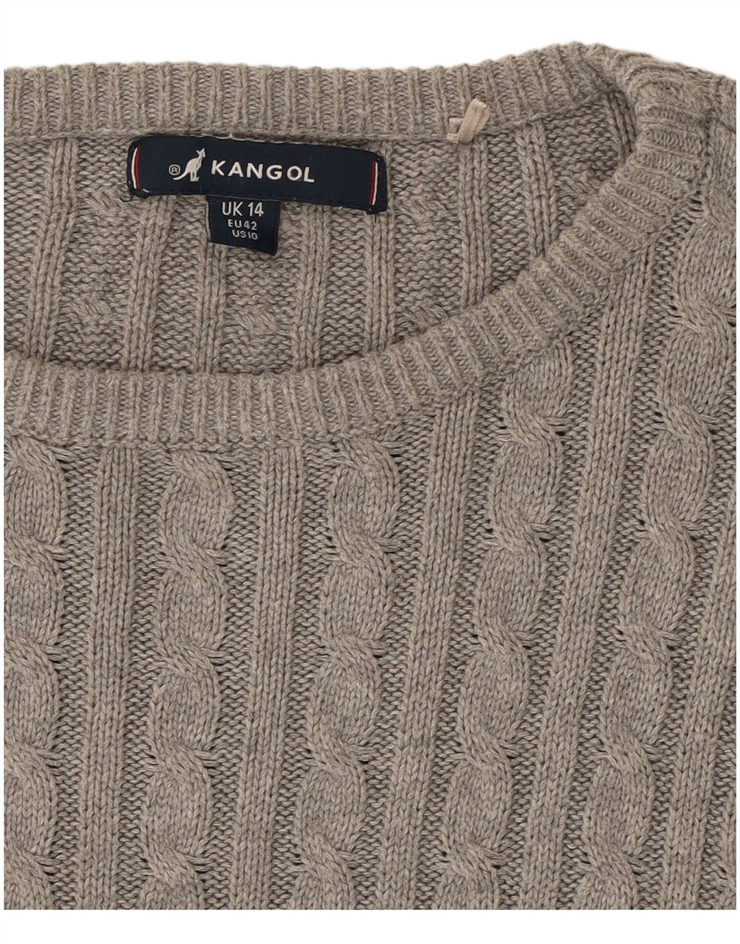 KANGOL Womens Crew Neck Jumper Sweater UK 14 Large  Grey Cotton