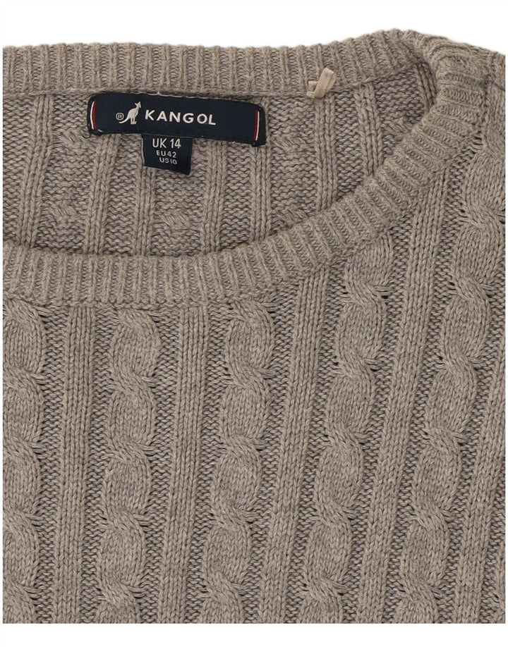 KANGOL Womens Crew Neck Jumper Sweater UK 14 Large  Grey Cotton