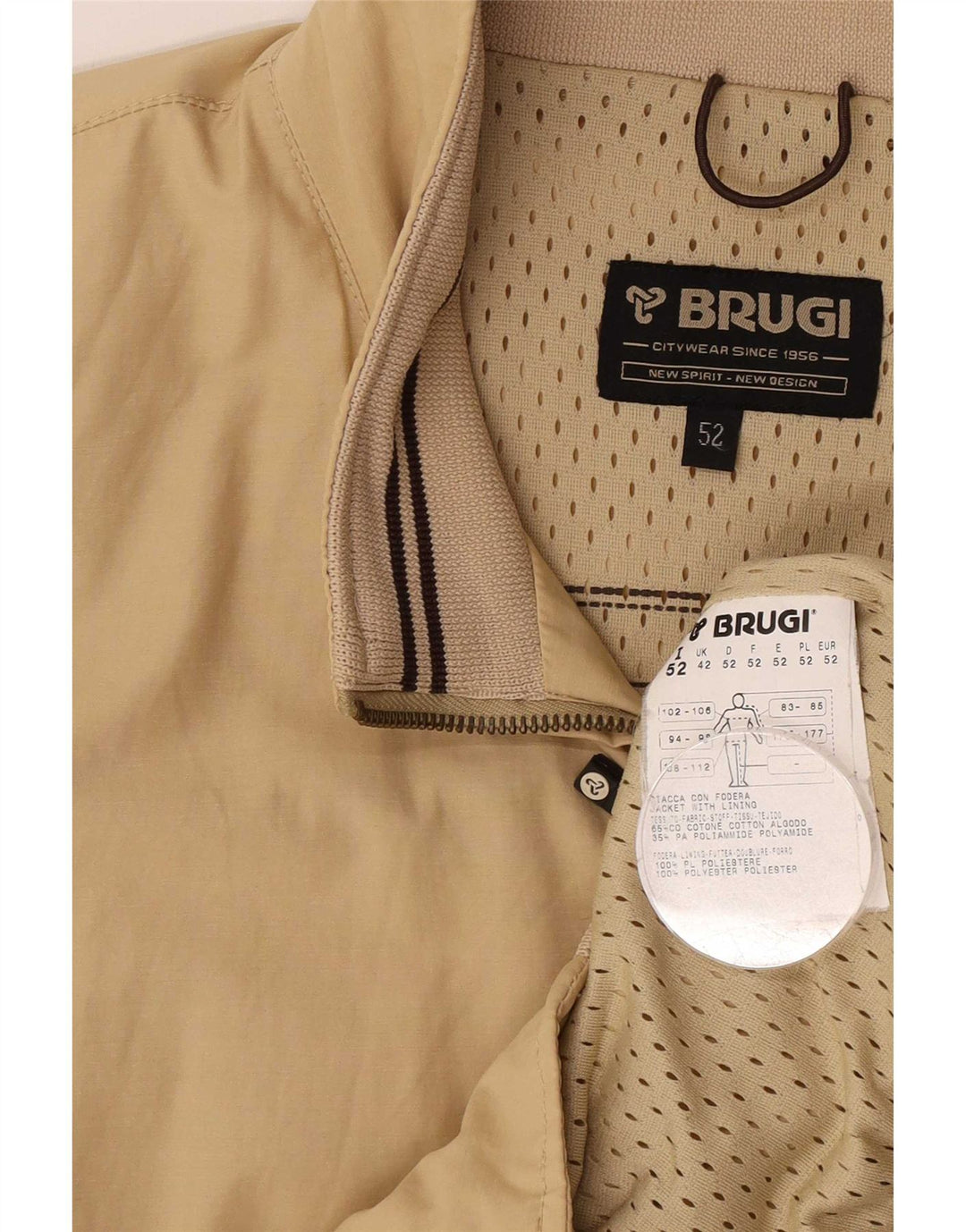 Brugi Herren Bomberjacke UK 42 XL Beige Baumwolle