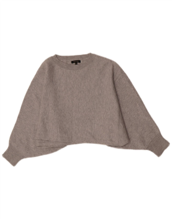 Massimo Dutti Damen Crop Sweatshirt Pullover UK 14 Mittelgrau meliert