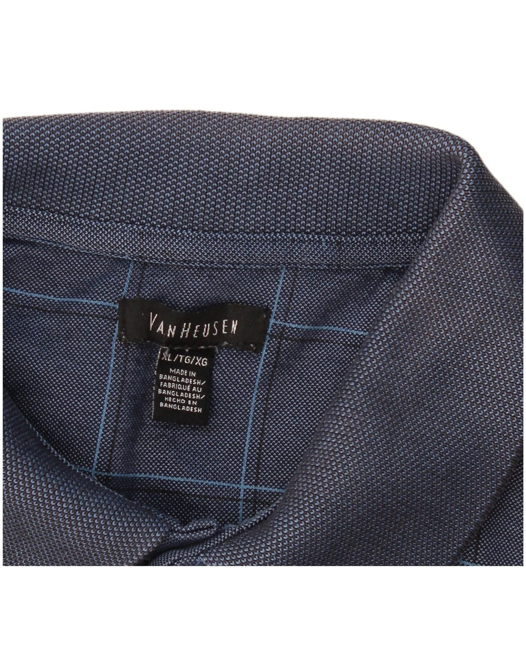VAN HEUSEN Herren Poloshirt XL Marineblau kariert Baumwolle