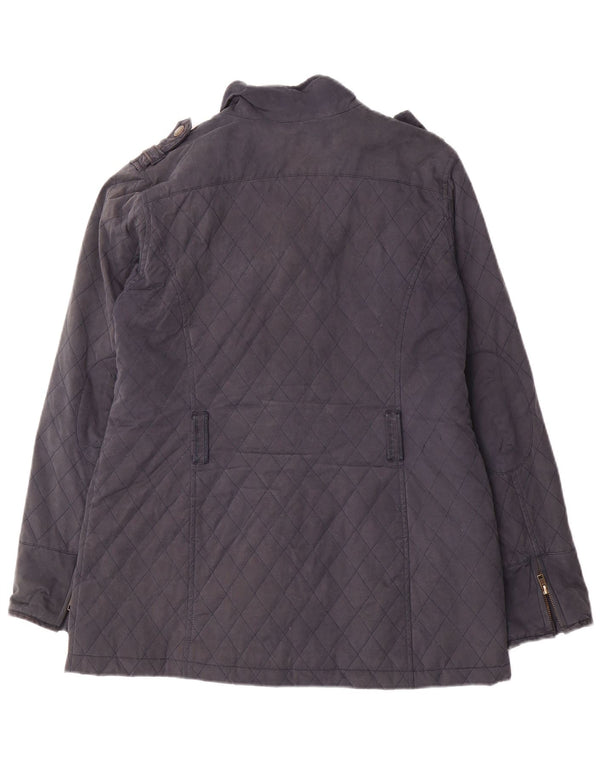 CREW CLOTHING Damen Militär-Steppjacke UK 14 Large Marineblau Baumwolle