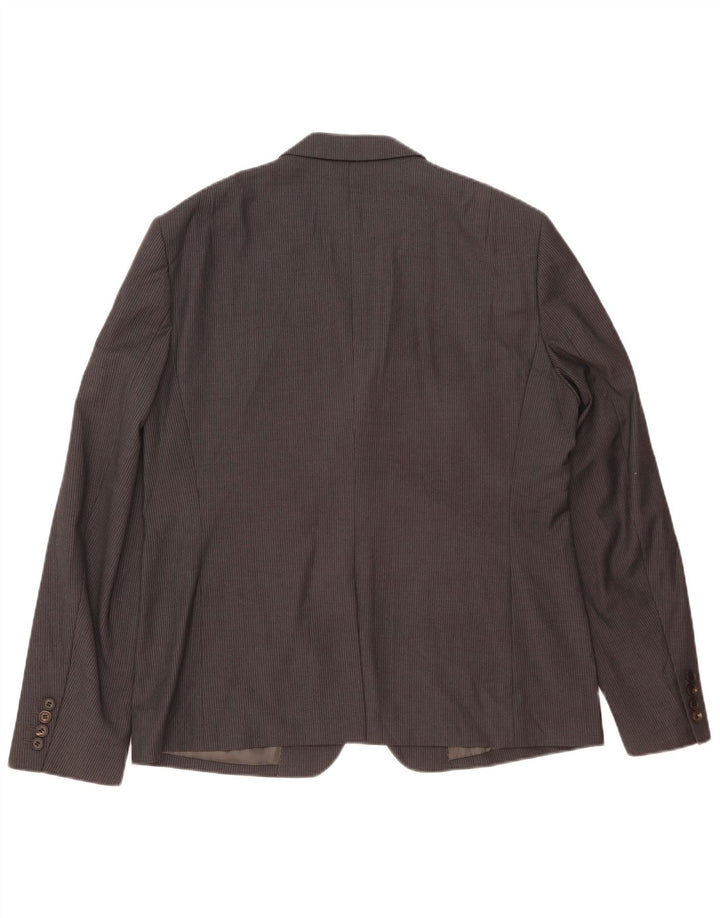 All Saints Herren-Blazer mit 2 Knöpfen, UK 42, XL, grauer Nadelstreifen
