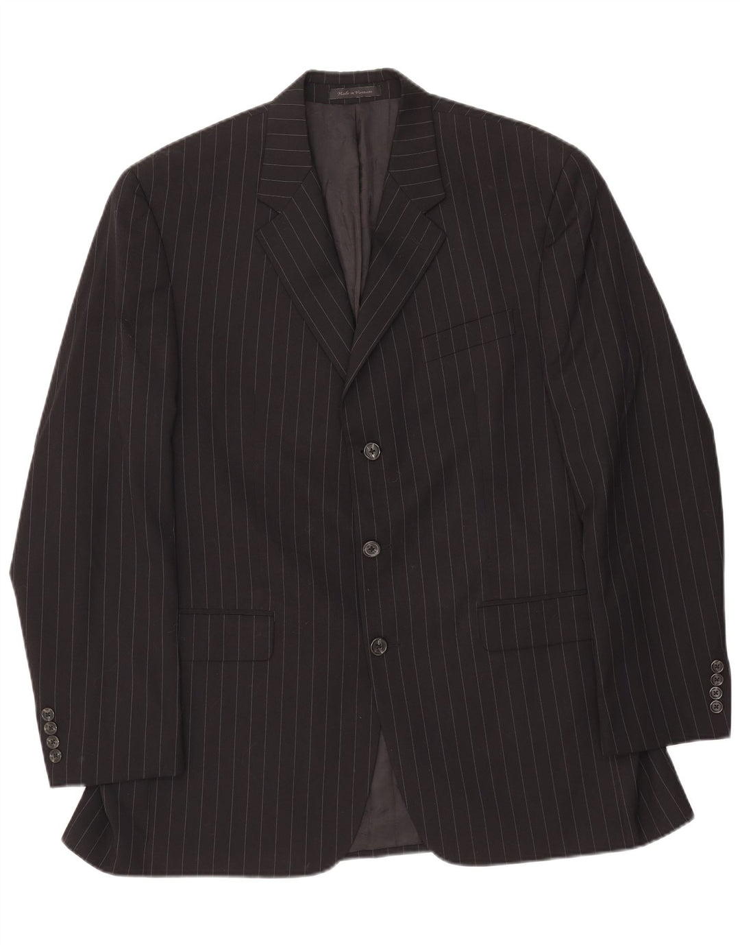 CHAPS Herren-Blazer mit 3 Knöpfen, UK 42, XL, schwarze Nadelstreifenwolle
