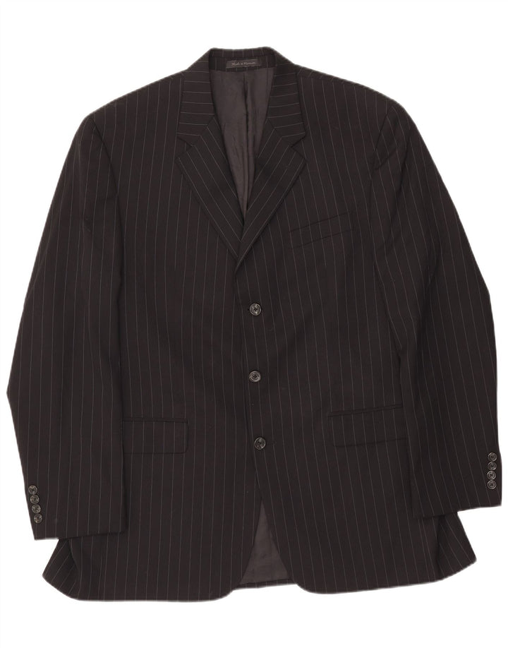 CHAPS Herren-Blazer mit 3 Knöpfen, UK 42, XL, schwarze Nadelstreifenwolle