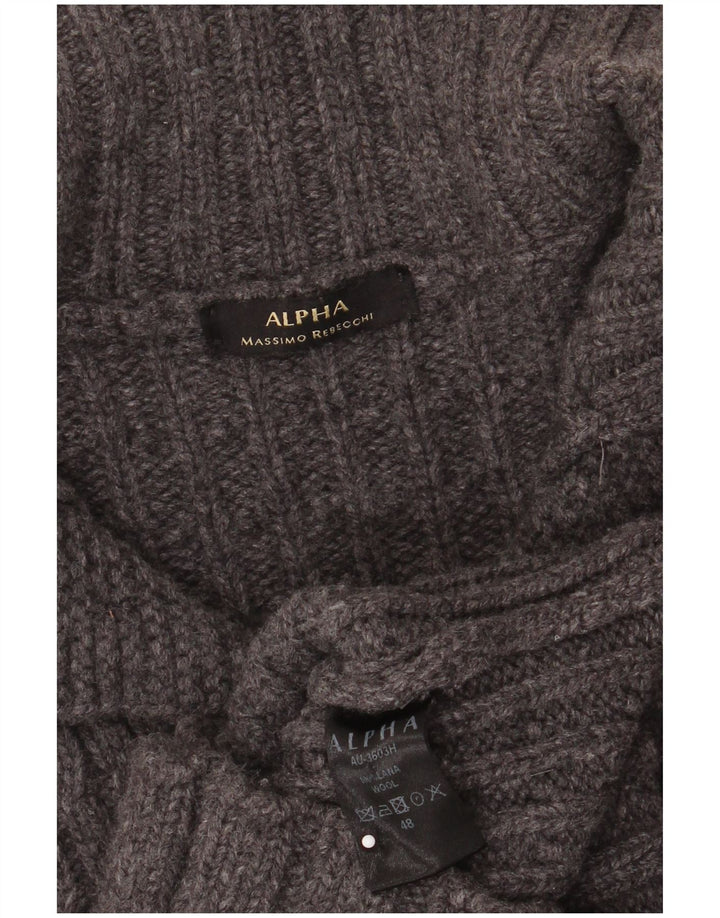 Alpha Massimo Rebecchi Herren-Pullover mit Knopfkragen, Größe 48, Mittelgrau