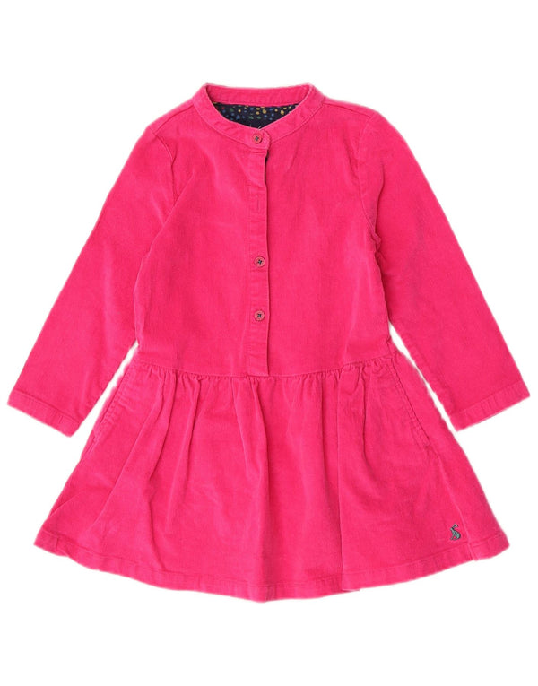 Joules langärmliges Cord-Swingkleid für Mädchen, 3–4 Jahre, rosa, Baumwolle