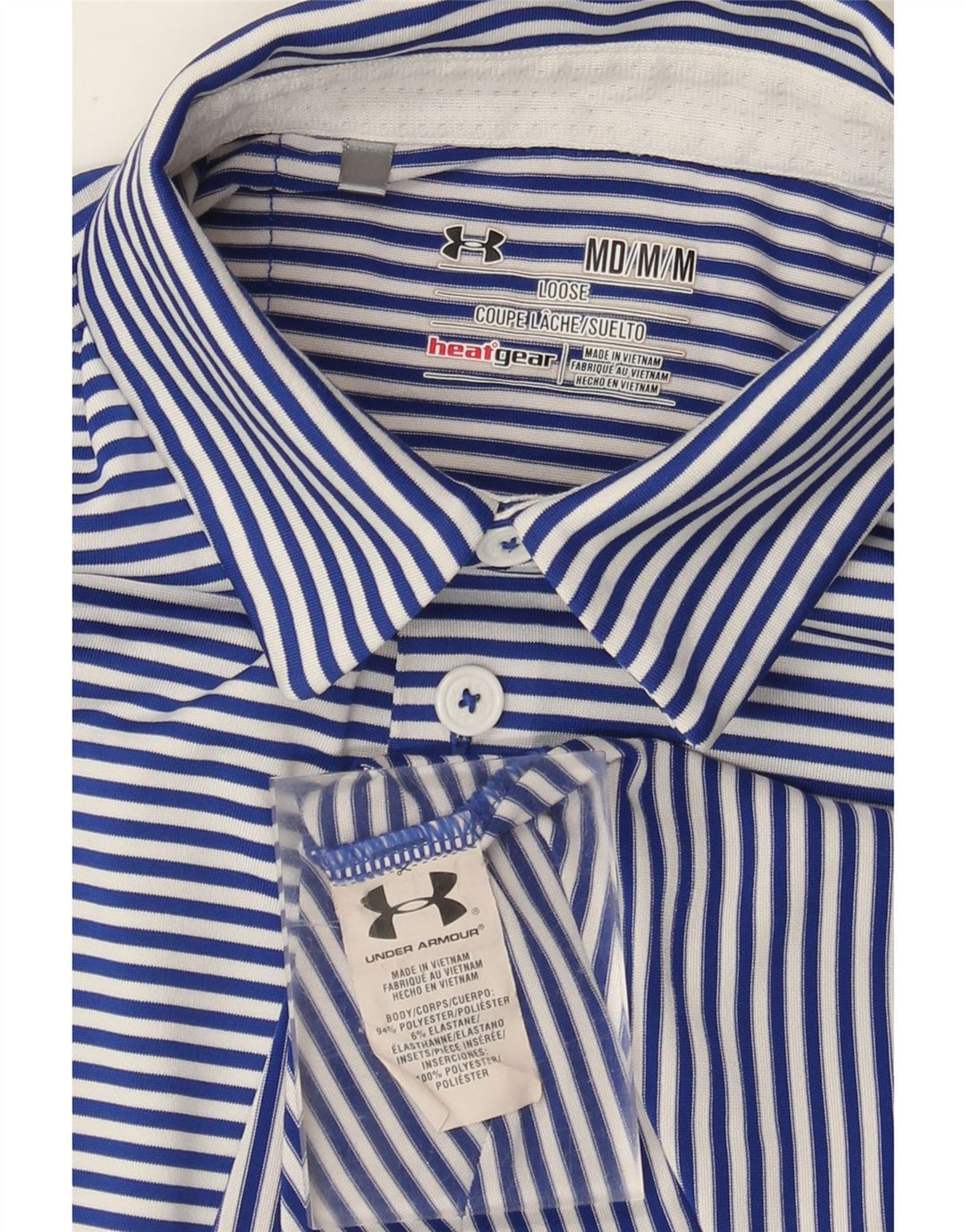 Under Armour Herren Heat Gear Poloshirt Mittelblaues Nadelstreifen-Polyester