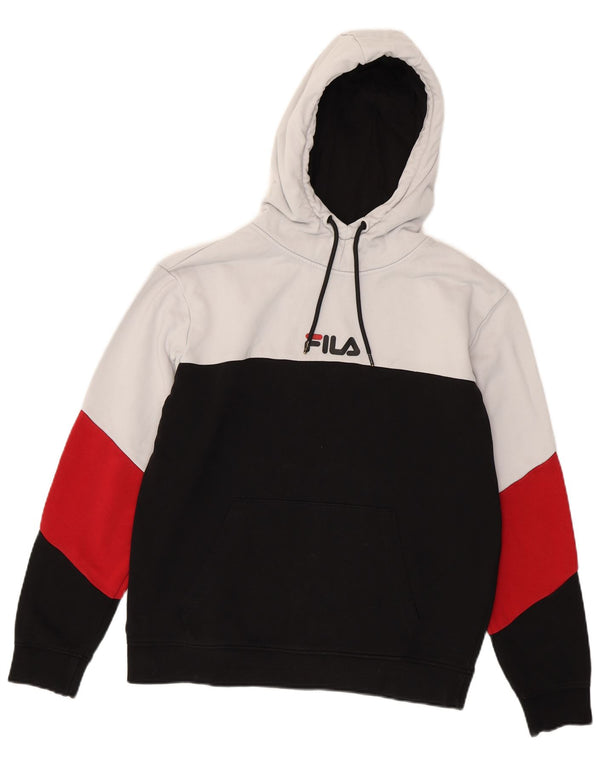 Fila Herren-Kapuzenpullover, mittelschwarz, Colourblock-Baumwolle
