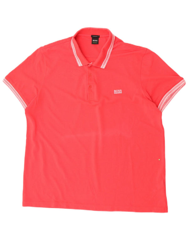 Hugo Boss Herren-Poloshirt mit normaler Passform, 3XL, rot gestreift, Baumwolle