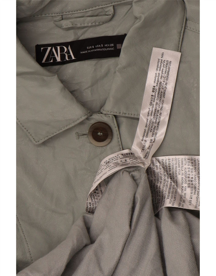 Übergroße Damen-Jacke aus Kunstleder von Zara, Gr. 10, Größe S, Grün, Polyurethan
