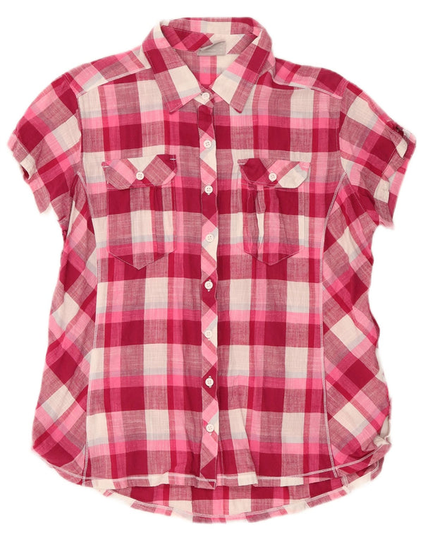 Columbia Damen Kurzarmhemd UK 18 XL rosa kariert Baumwolle