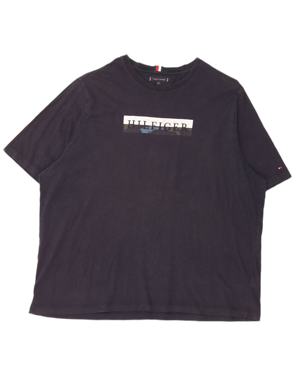 Tommy Hilfiger Herren-T-Shirt mit Grafik, groß, 4XL, Marineblau, Baumwolle