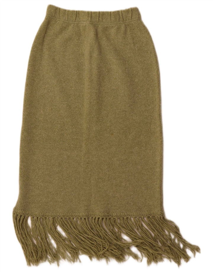 Vintage Damen Strick Midirock Medium W28 Grüne Wolle