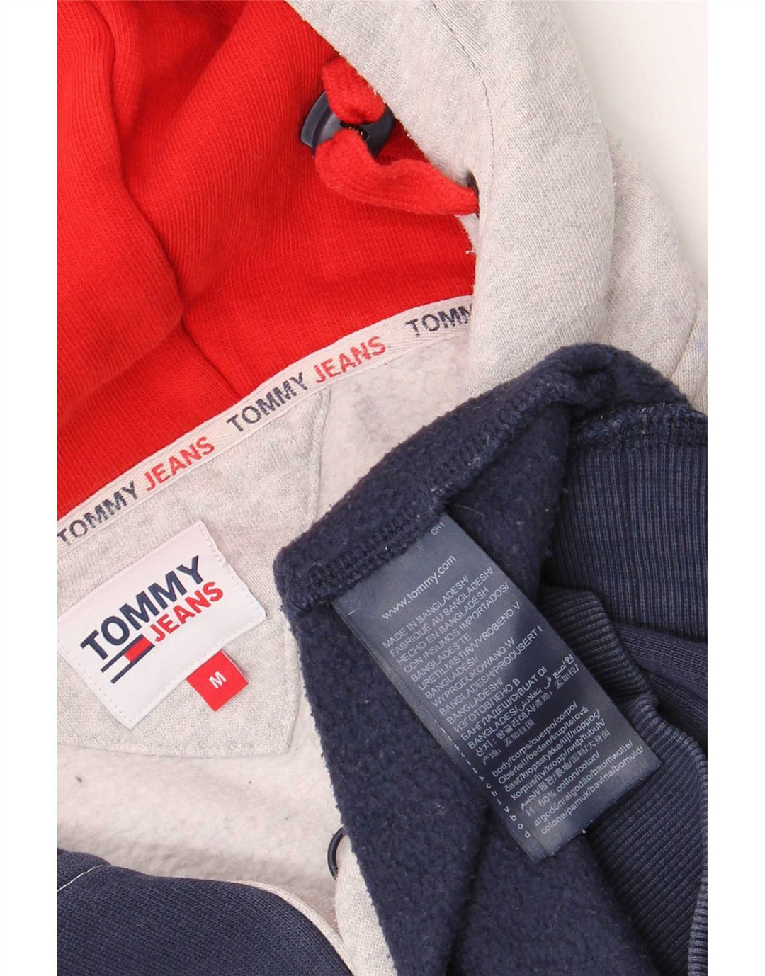 Tommy Hilfiger Herren-Kapuzenpullover mit Knopfkragen, mittelgroß, Marineblau, Farbblock