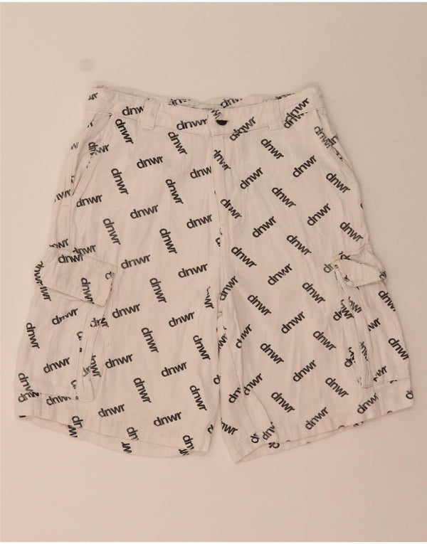Zara Herren Graphic Cargo Shorts EU 38 Small W30 Weiß