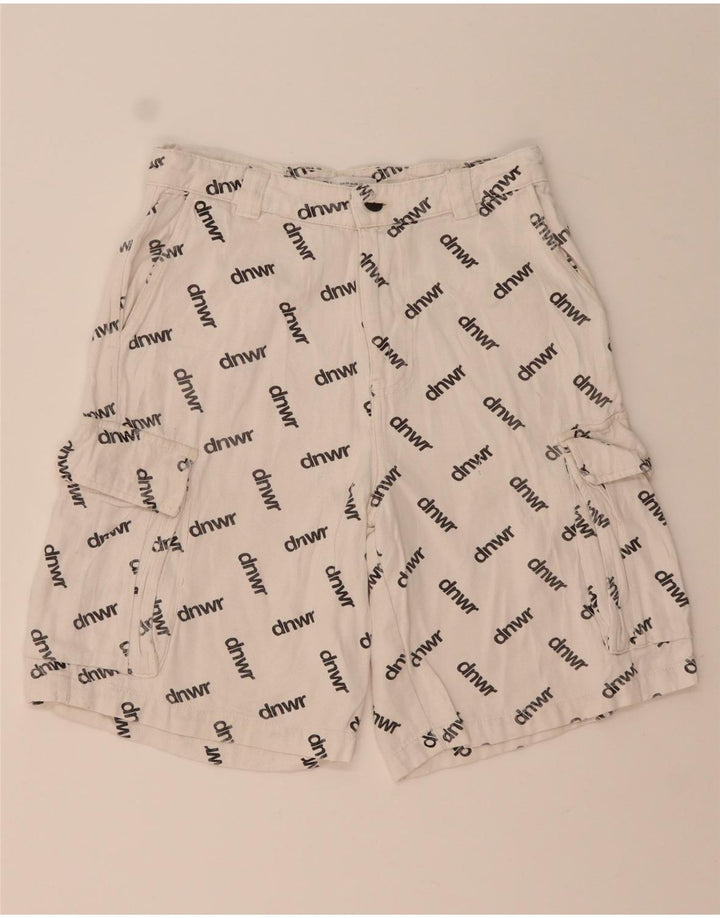 Zara Herren Graphic Cargo Shorts EU 38 Small W30 Weiß