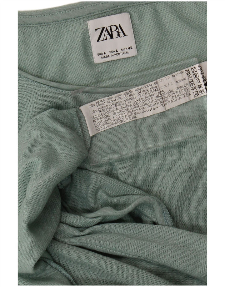 Zara Herren T-Shirt Top Large Grün Baumwolle