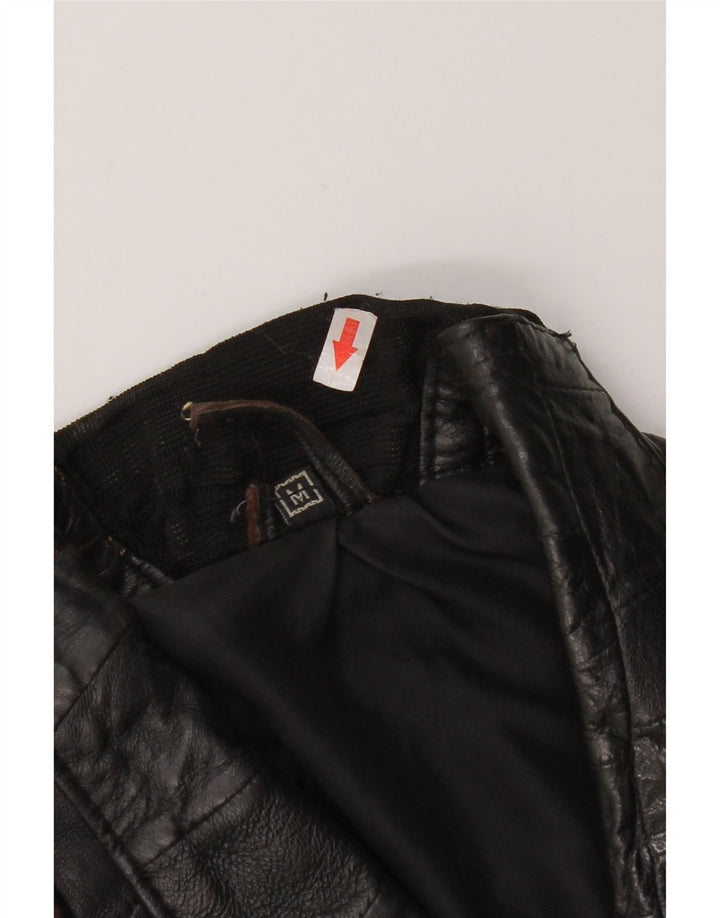Vintage Damen Bomber Lederjacke UK 12 Mittelschwarzes Leder