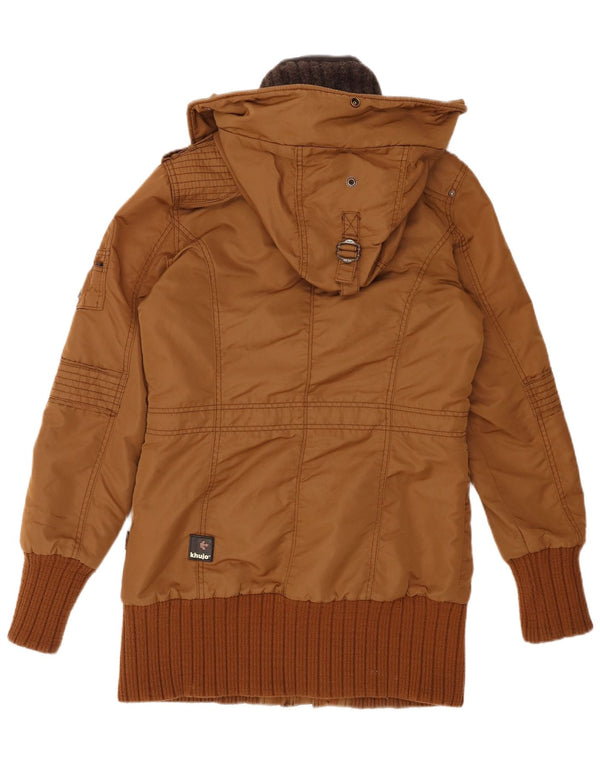 KHUJO Damen-Militär-Parka mit Kapuze, UK 14, Mittelbraun, Polyester