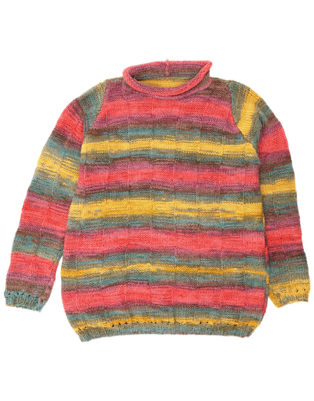 Vintage Herren Rollkragenpullover, groß, mehrfarbig gestreift