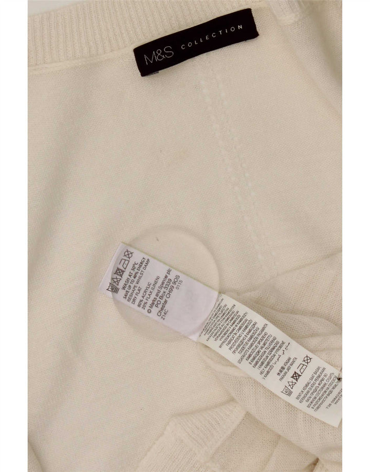 Marks & Spencer Damen Longline Open Cardigan Pullover UK 14 Mittelweiß