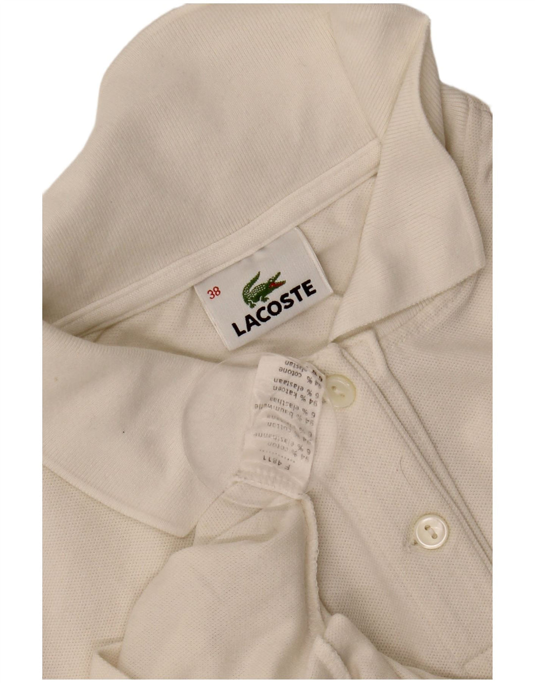 LACOSTE Damen-Poloshirt, Größe 38, mittelweiße Baumwolle