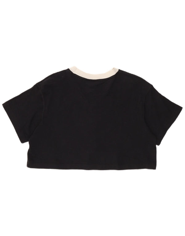 Nike Damen Crop T-Shirt Top UK 10 Small Schwarz Farbblock
