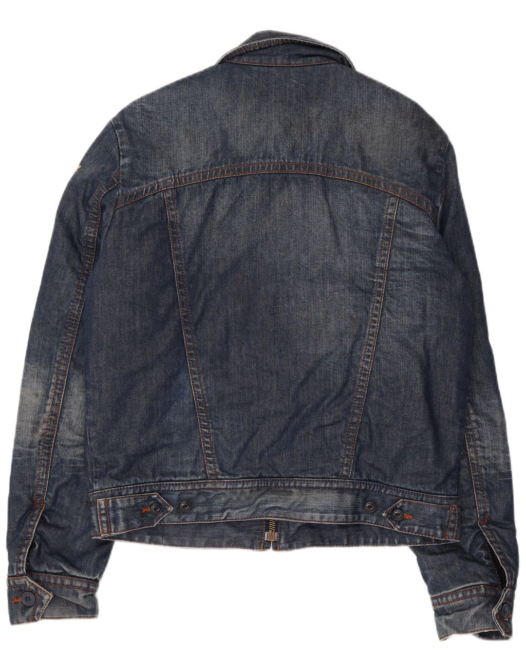 REPLAY Damen Jeansjacke UK 16 Large Marineblau Baumwolle