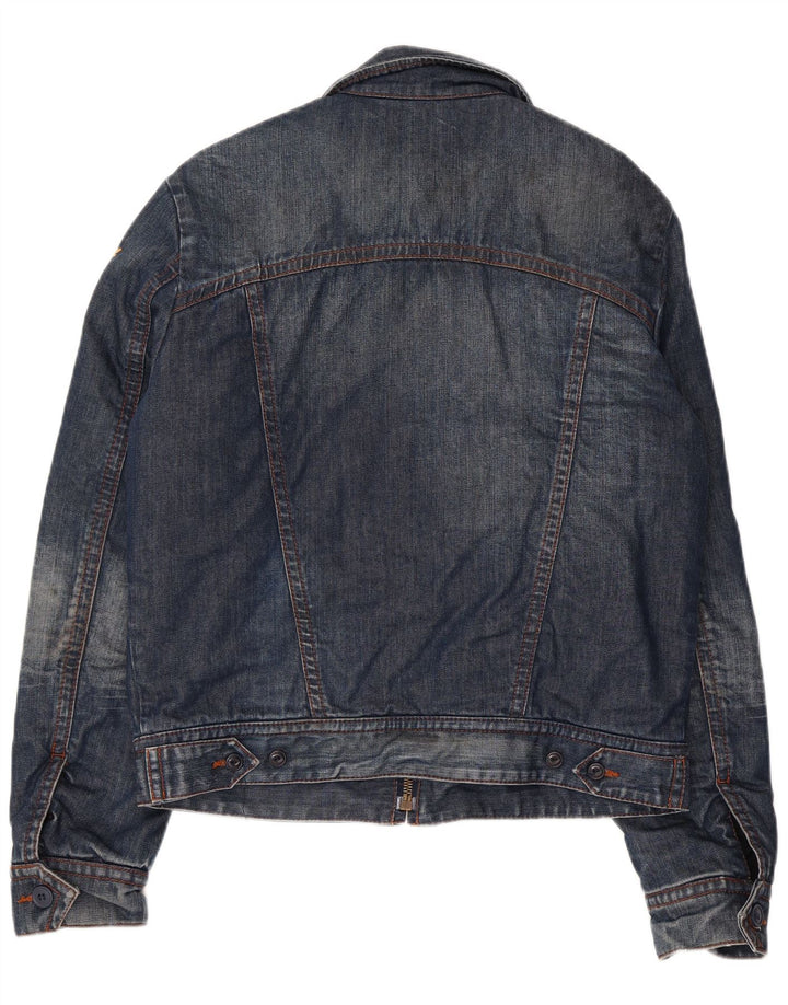 REPLAY Damen Jeansjacke UK 16 Large Marineblau Baumwolle