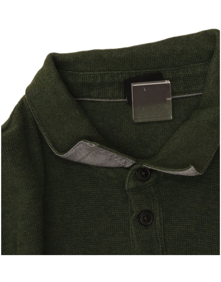 Hugo Boss Herren Langarm-Poloshirt, Größe L, Grün