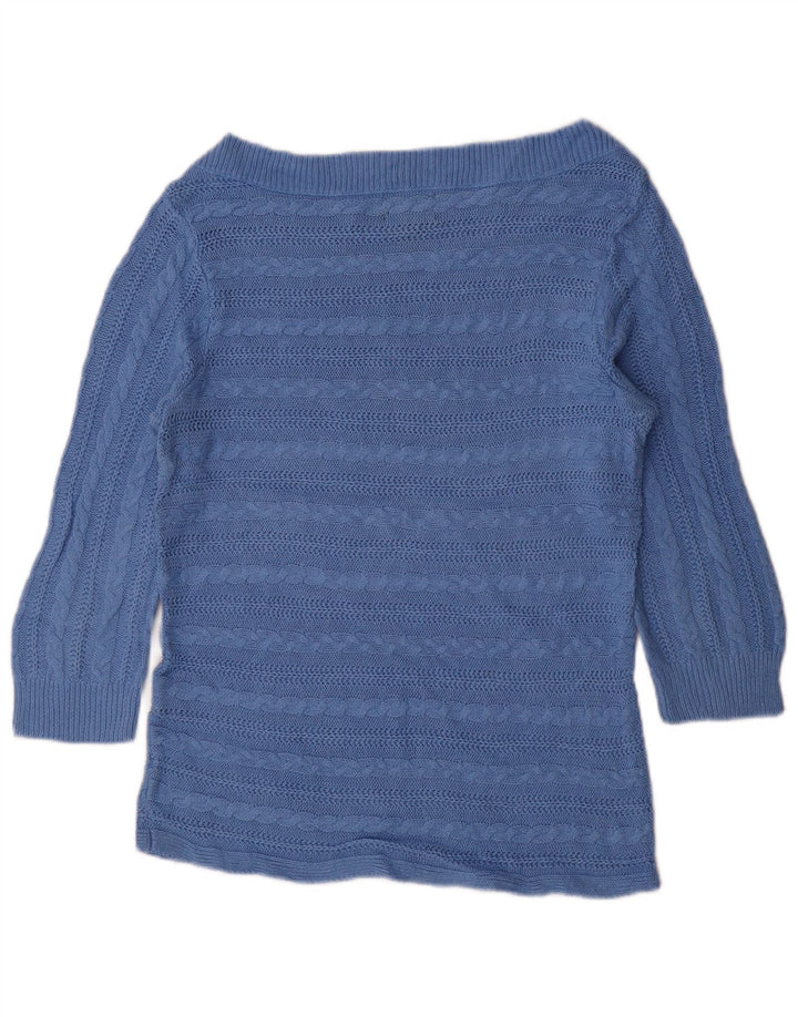 CHAPS Damen-Pullover mit 3/4-Ärmeln, U-Boot-Ausschnitt, Gr. 40, Größe L, Blau, Baumwolle
