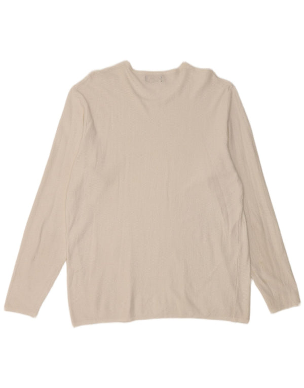 Zara Damen Top Langarm UK 18 XL Weiß Herringbone
