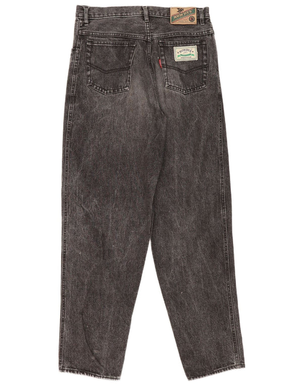 Vintage Damen High Waist Tapered Jeans EU 44 XL W34 L33 Schwarze Baumwolle