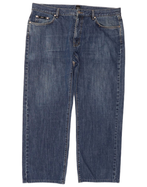 Hugo Boss Herren Straight Jeans W40 L29 Blaue Baumwolle