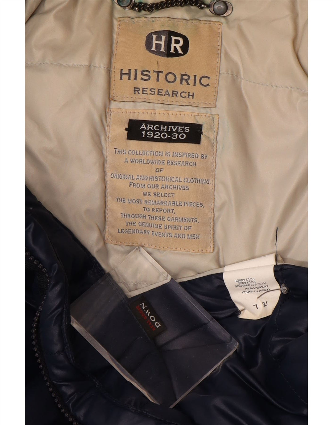Historic Research Herren-Jacke mit Kapuze, gepolstert, Größe 40, Marineblau, Polyamid
