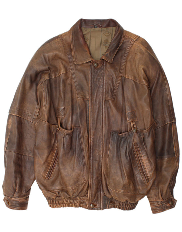 Vintage Herren Lederjacke IT 58 4XL Braunes Leder