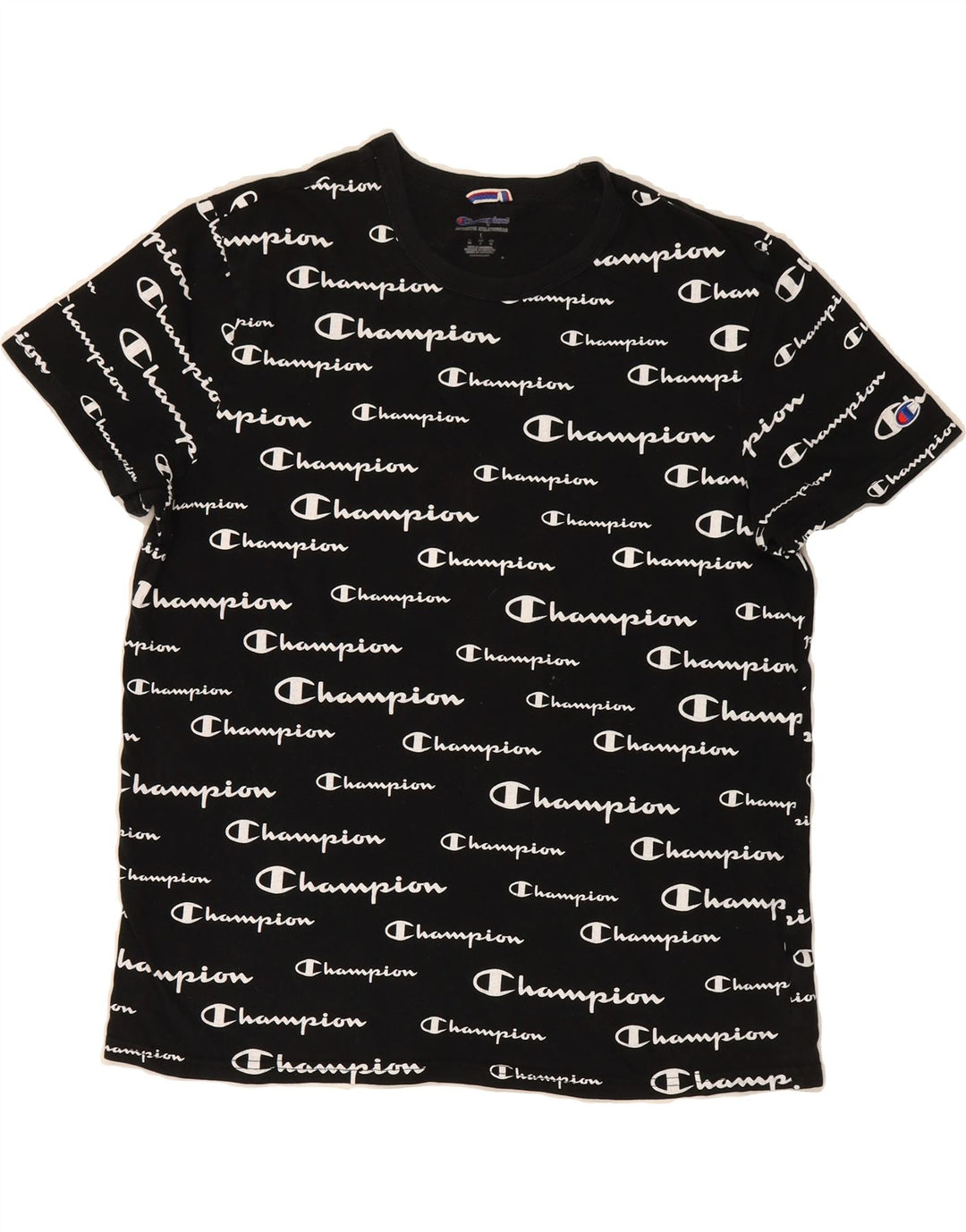 CHAMPION Mens Graphic T-Shirt Top Large Black Cotton Vintage Champion and Second-Hand Champion from Messina Hembry 