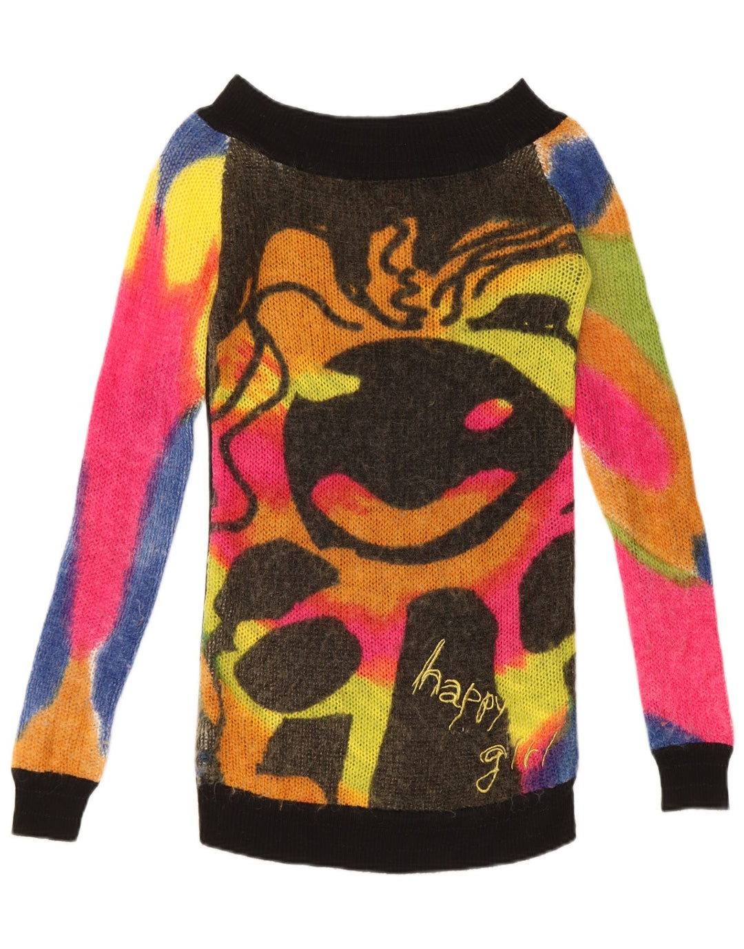 Desigual Damen-Pullover mit U-Boot-Ausschnitt, Gr. 12, mittelmehrfarbig