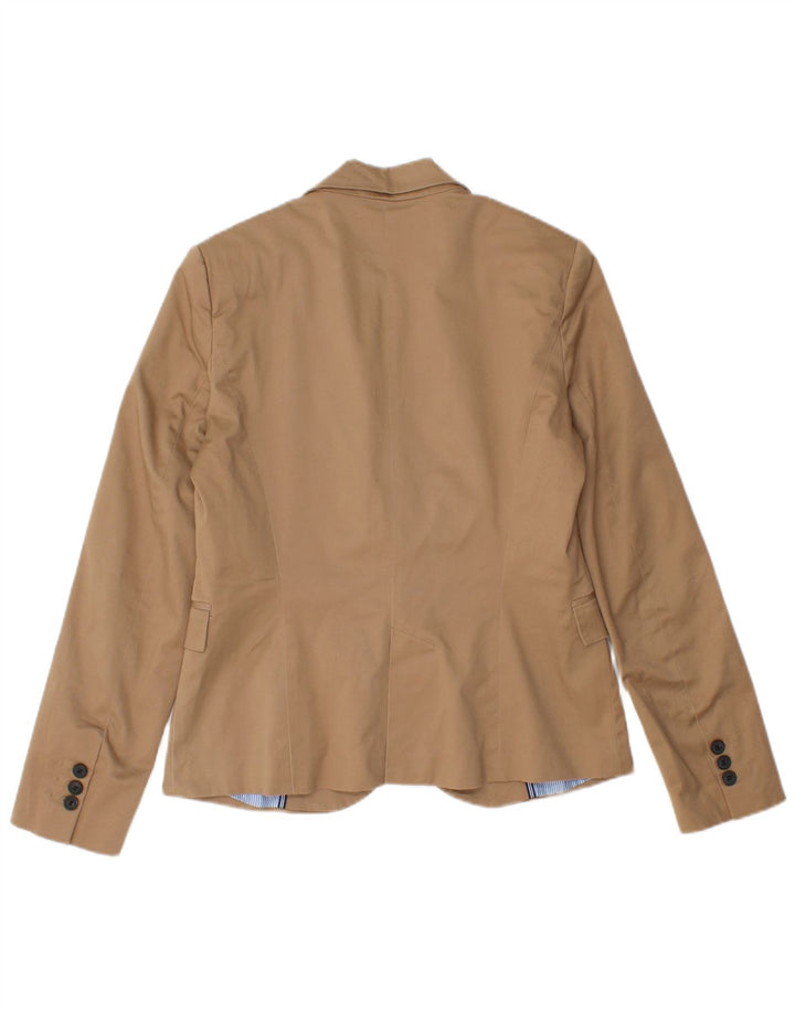 ZARA Damen 1-Knopf-Blazerjacke UK 14 Große braune Baumwolle
