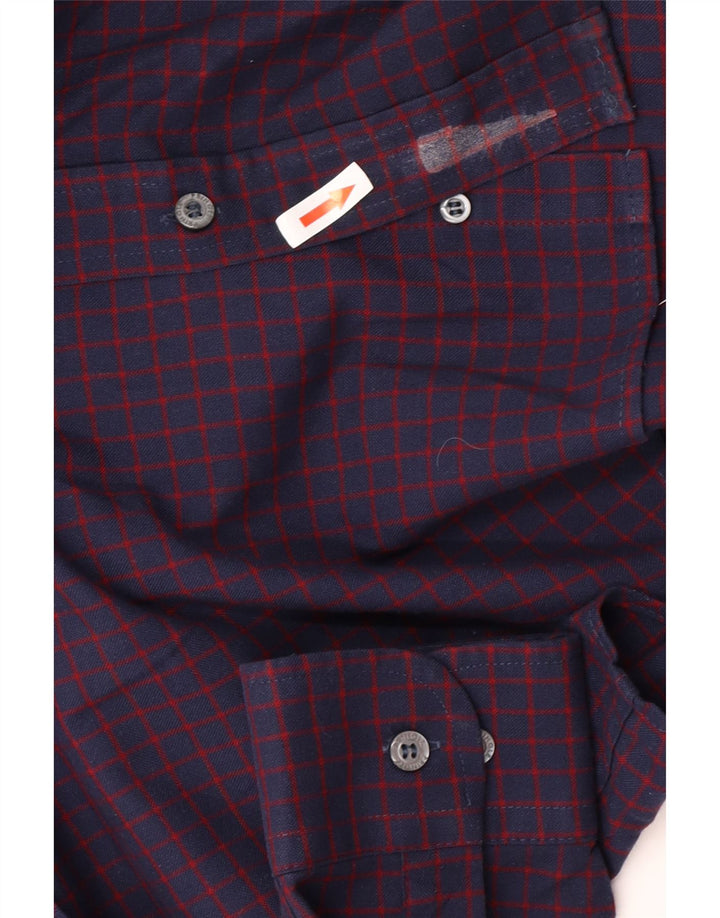 Pringle Herrenhemd, kleines violettes Gingham-Polyester