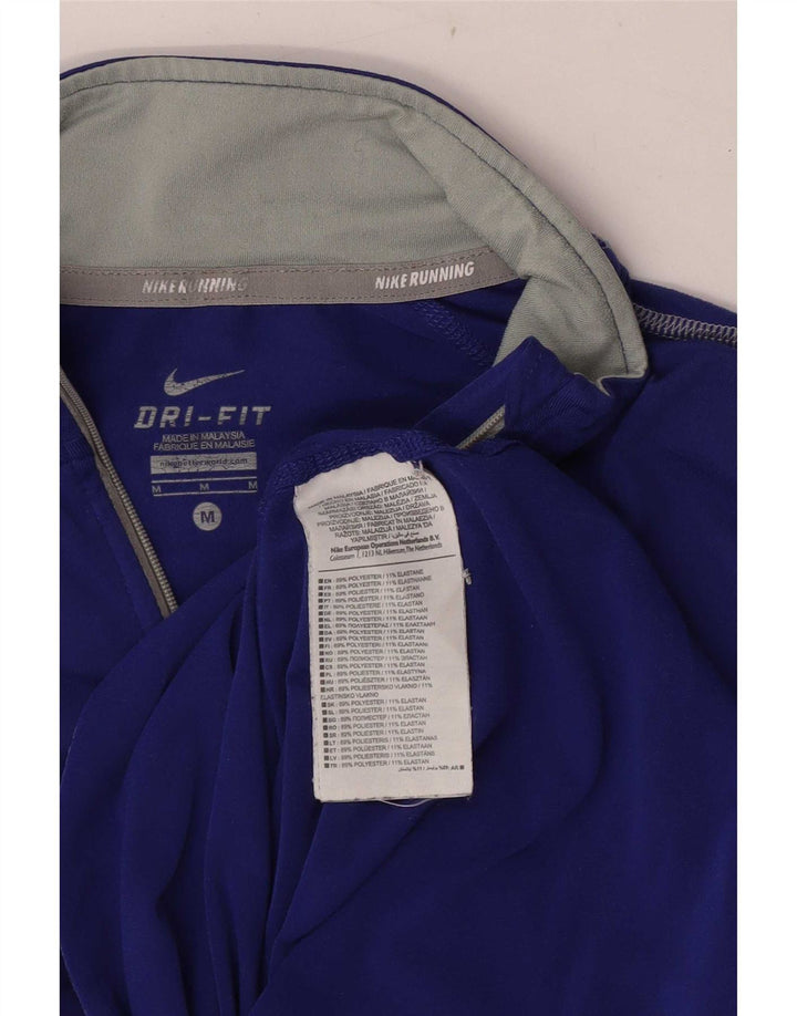Nike Damen Dri Fit Zip Neck Pullover Trainingsanzug Top UK 12 Mittelblau