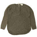 MICHAEL KORS Damen-Pullover mit Rundhalsausschnitt, UK 14, mittlere Khaki-Baumwolle
