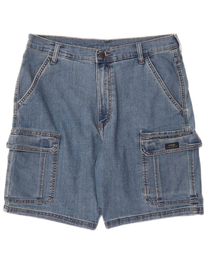 WRANGLER Mens Cargo Denim Shorts W33 Medium Blue Cotton