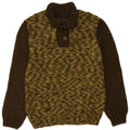 Vintage Damen-Pullover mit Knopfkragen, UK 14, mittlerer Khaki-Farbblock