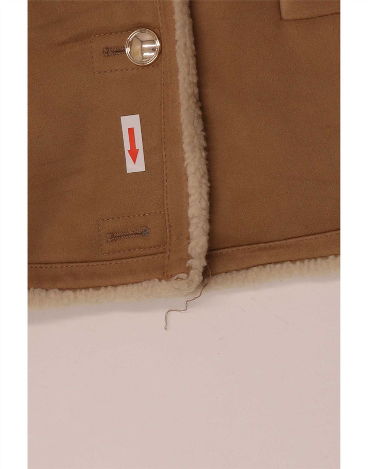 Zara Damen Übergroße Sherpa-Jacke UK 6 XS Braunes Polyester