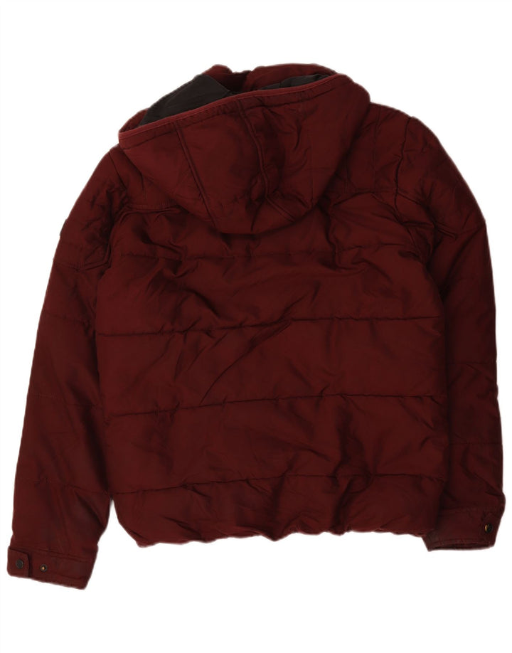 Jack & Jones Wattierte Herrenjacke mit Kapuze, UK 36, Größe S, Burgunderrot, Polyester