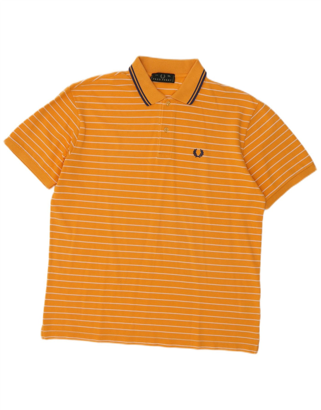 Fred Perry Herren-Poloshirt XL, orange gestreift, Baumwolle